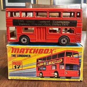 Vintage Matchbox 1972 Red Double Decker Bus "The Londoner" No. 17 Die-Cast